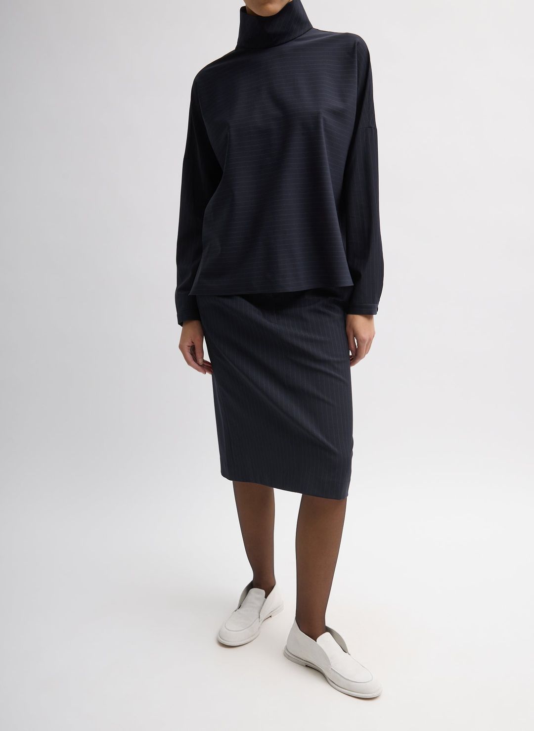 Mier Pinstripe Convertible Skirt #4