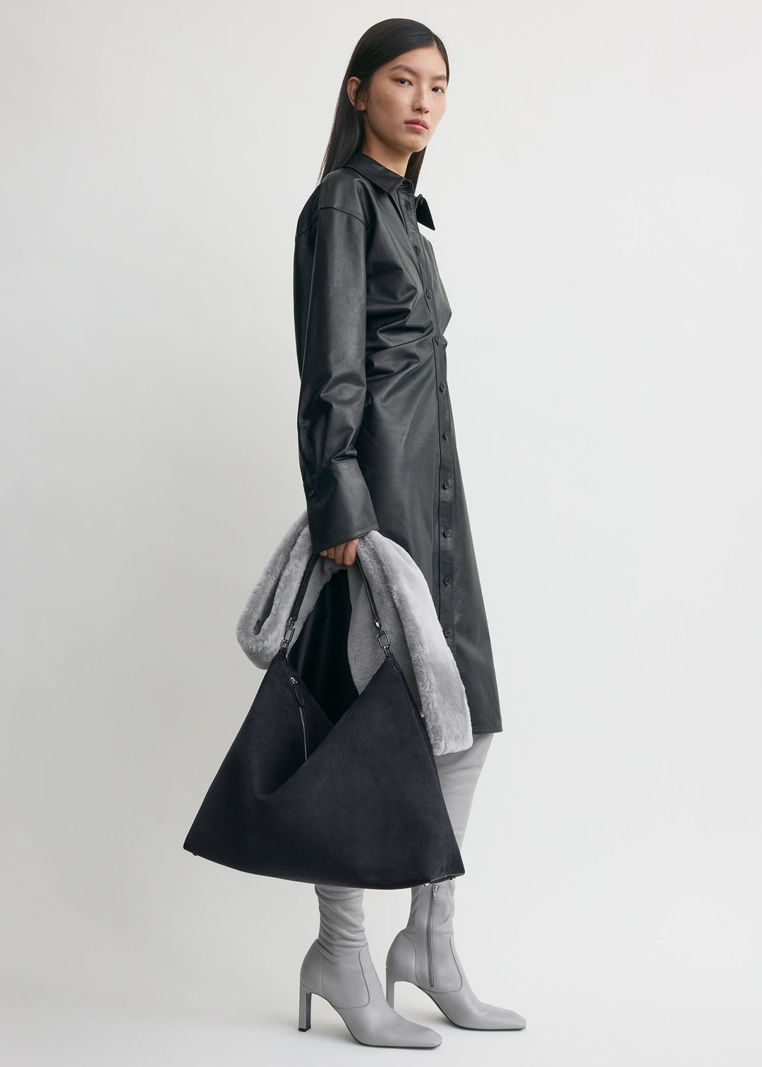 Bevel suede bag navy #2