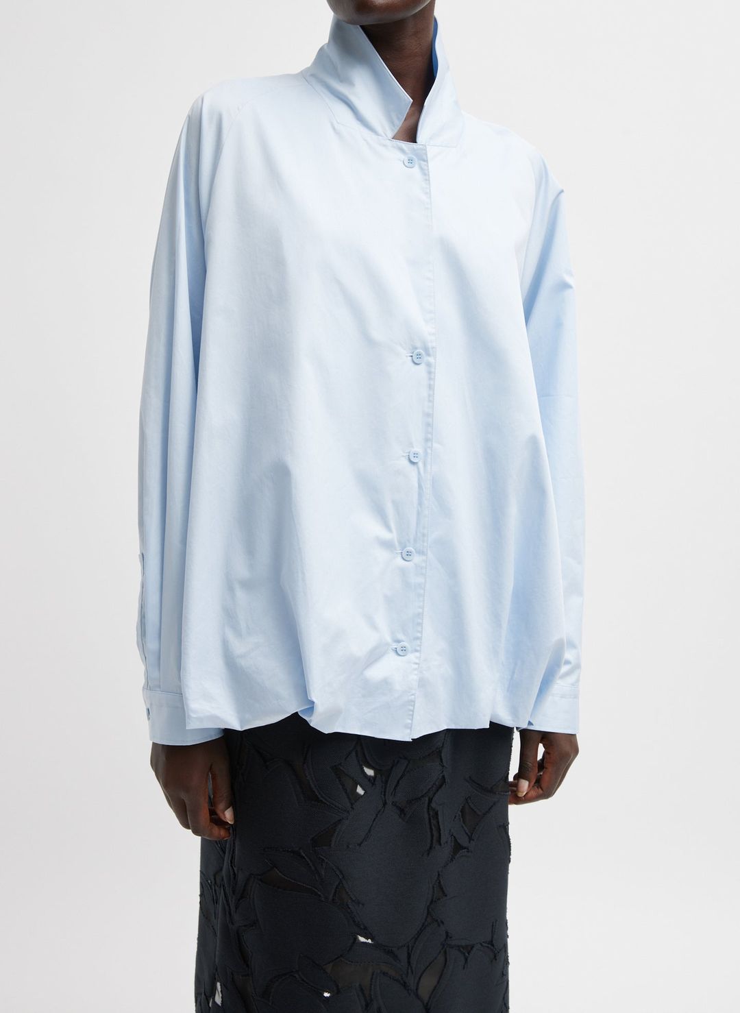 Eco Poplin Bubble Hem Shirt Jacket