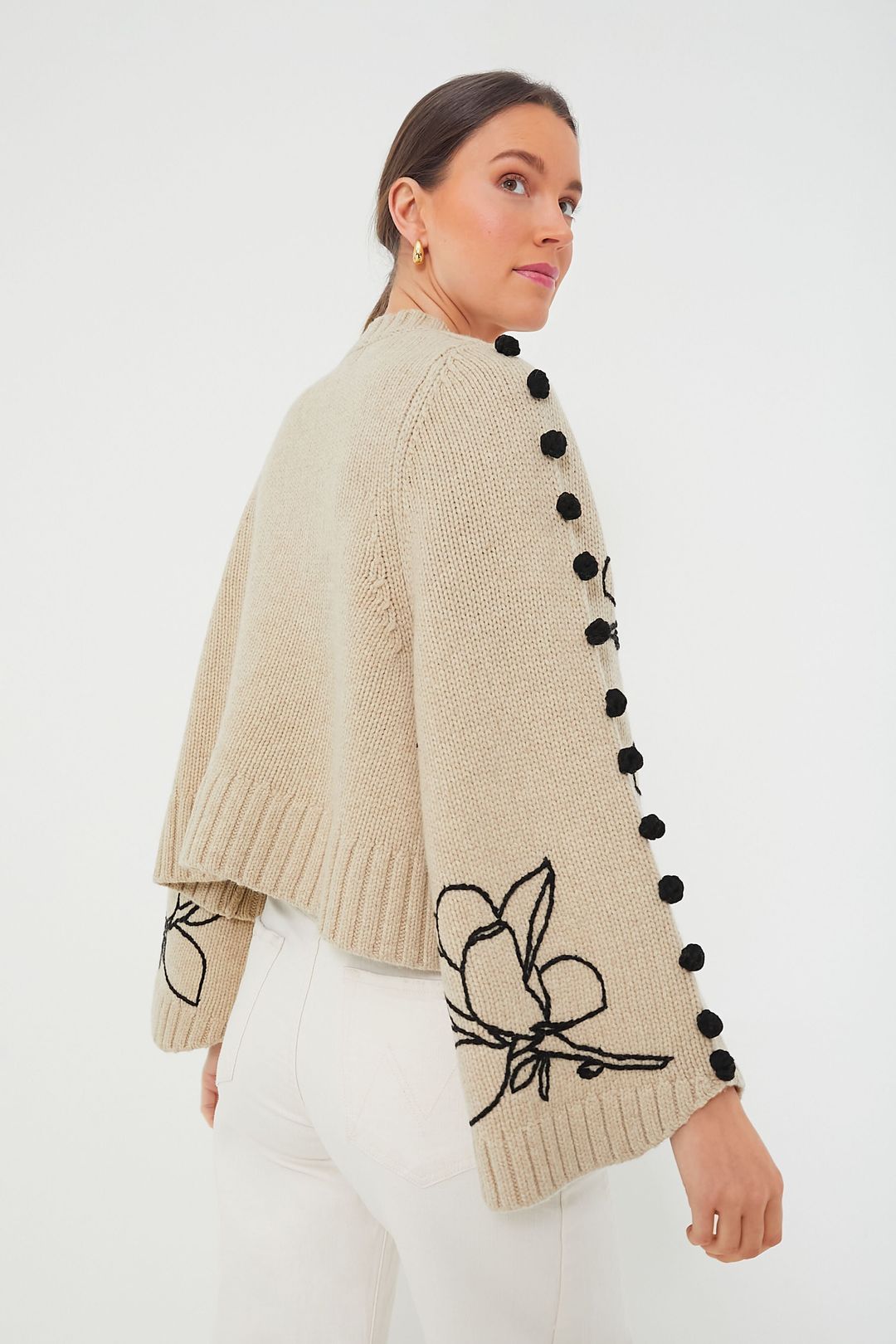 Stone Black Adele Wool Embroidered Knit #5