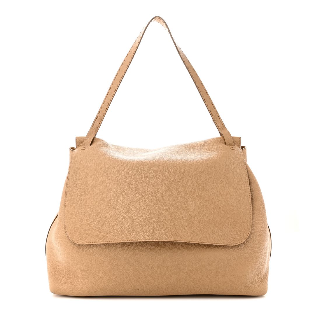 Top Handle 14 Leather Flap-top Shoulder Bag In Tan