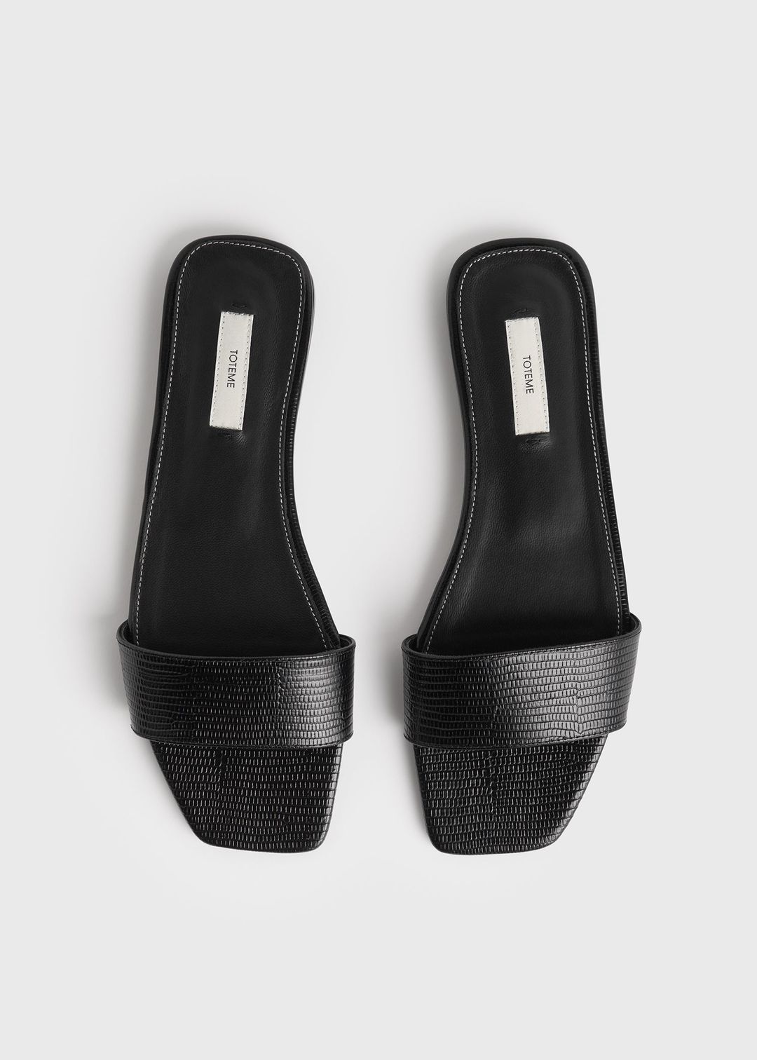 Slim lizard-embossed bandeau slides black #5