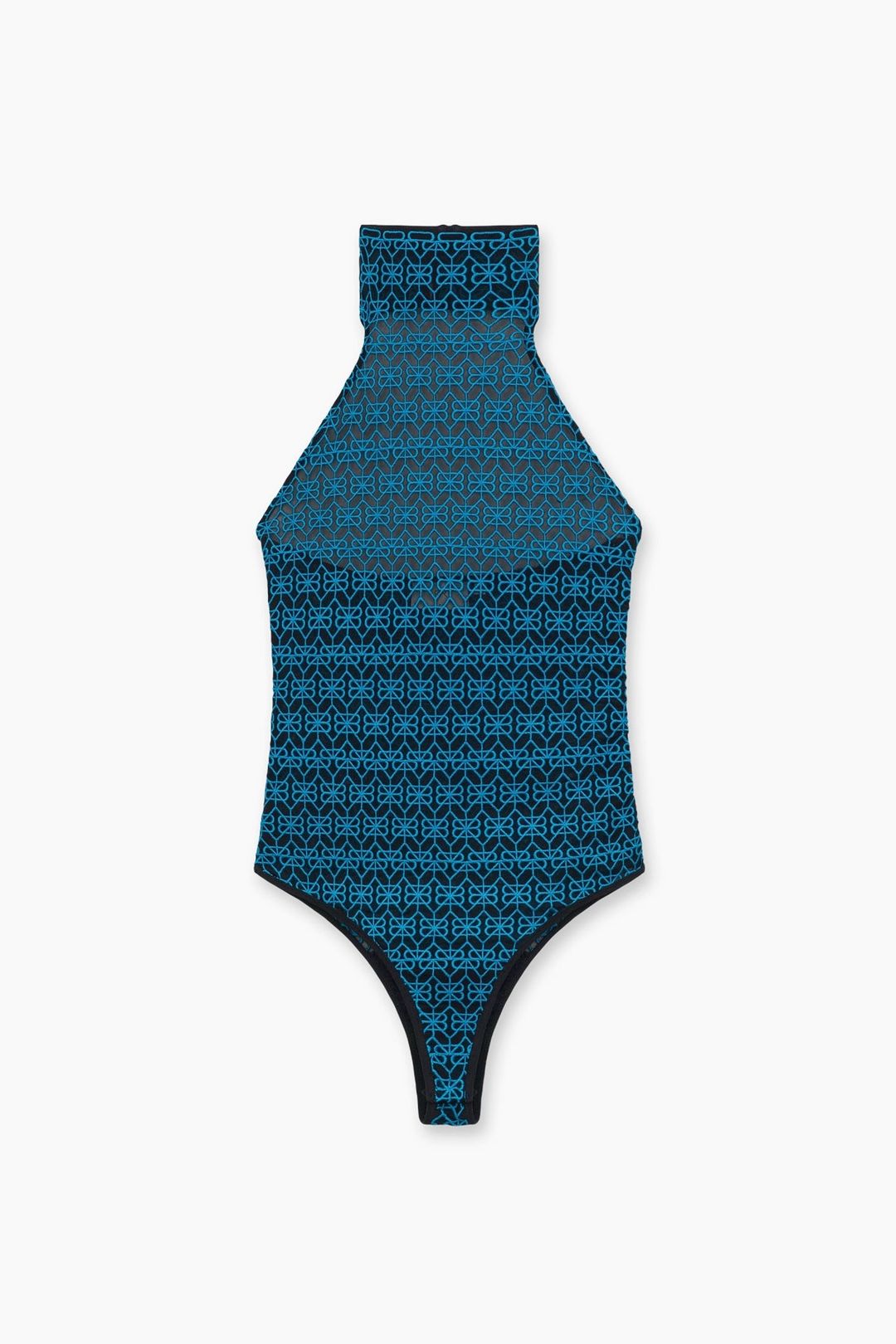 EMBROIDERED MOCK NECK BODYSUIT | TEAL