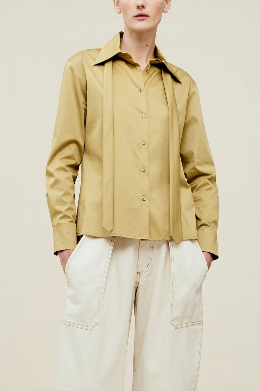 Billie Tie Blouse in Cotton Sateen #3