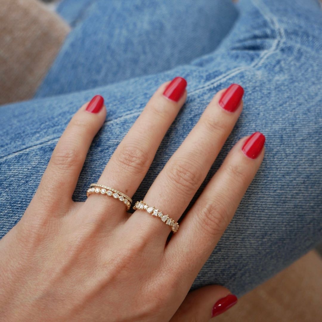 Half Diamond Multifaceted Ring