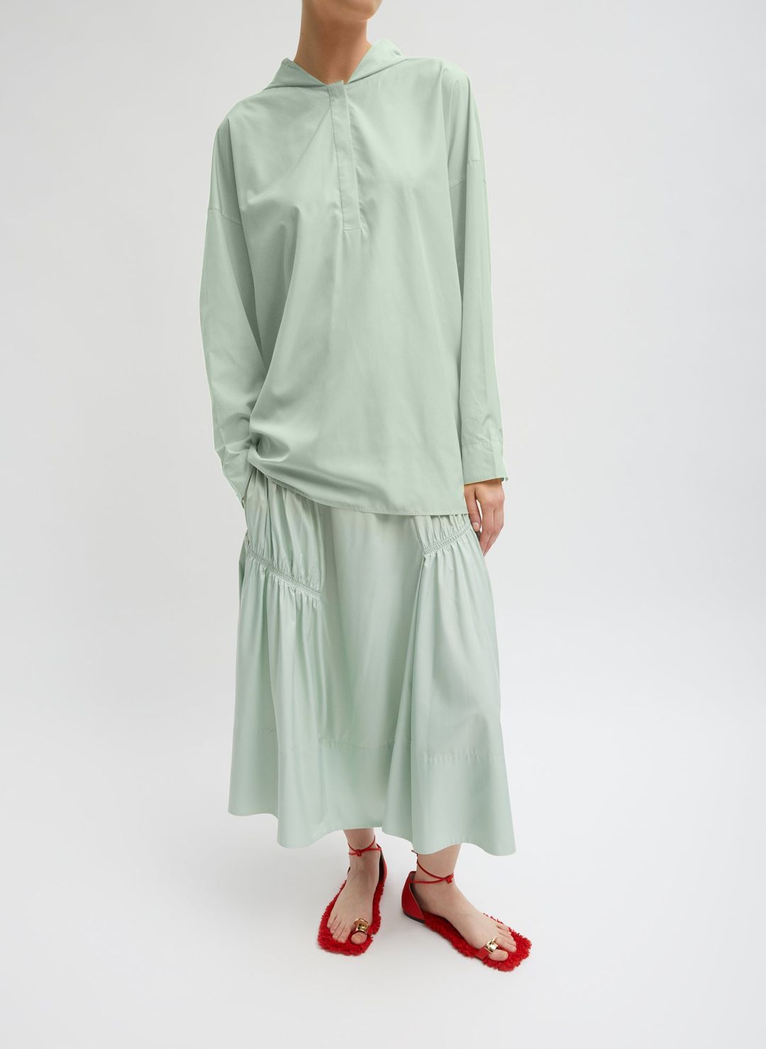 Shirred Nylon Paneled Skirt #11