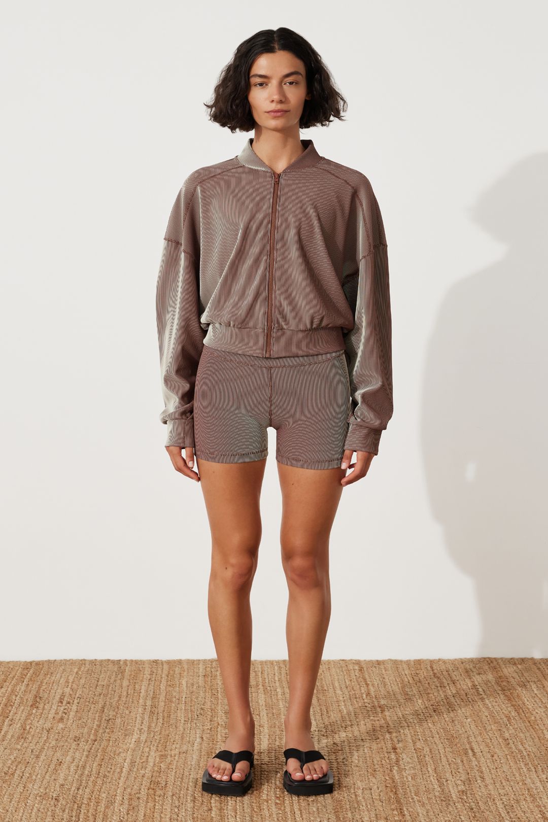 Stripe Rib Jacket - Chocolate