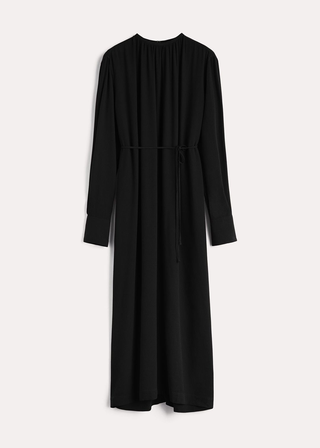 Gathered-neck crepe dress black #5