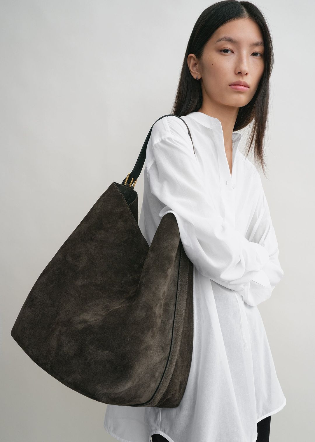 Belted suede tote pepper #3