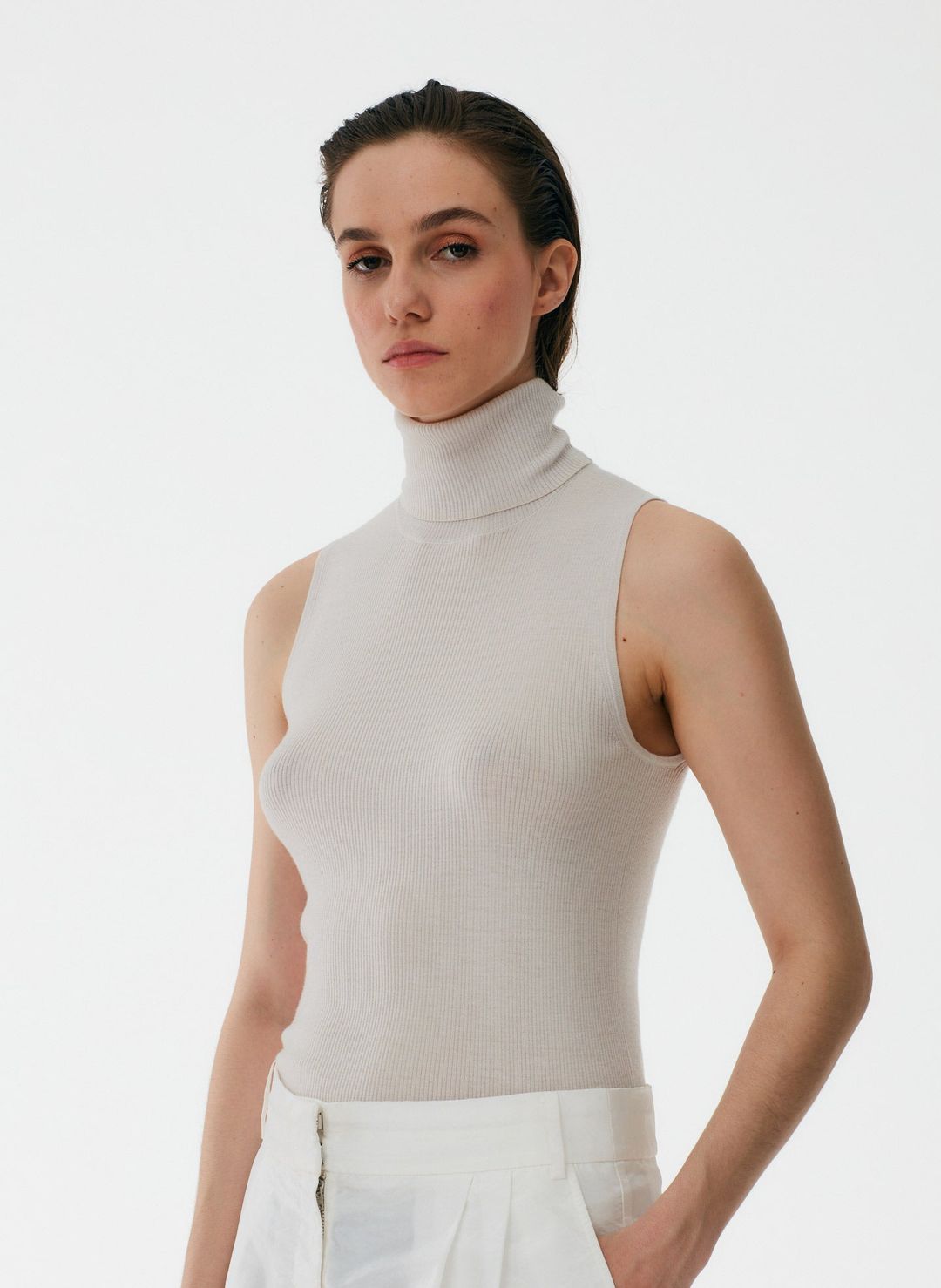 Feather Weight Ribbed Turtleneck Sweater Tank #12