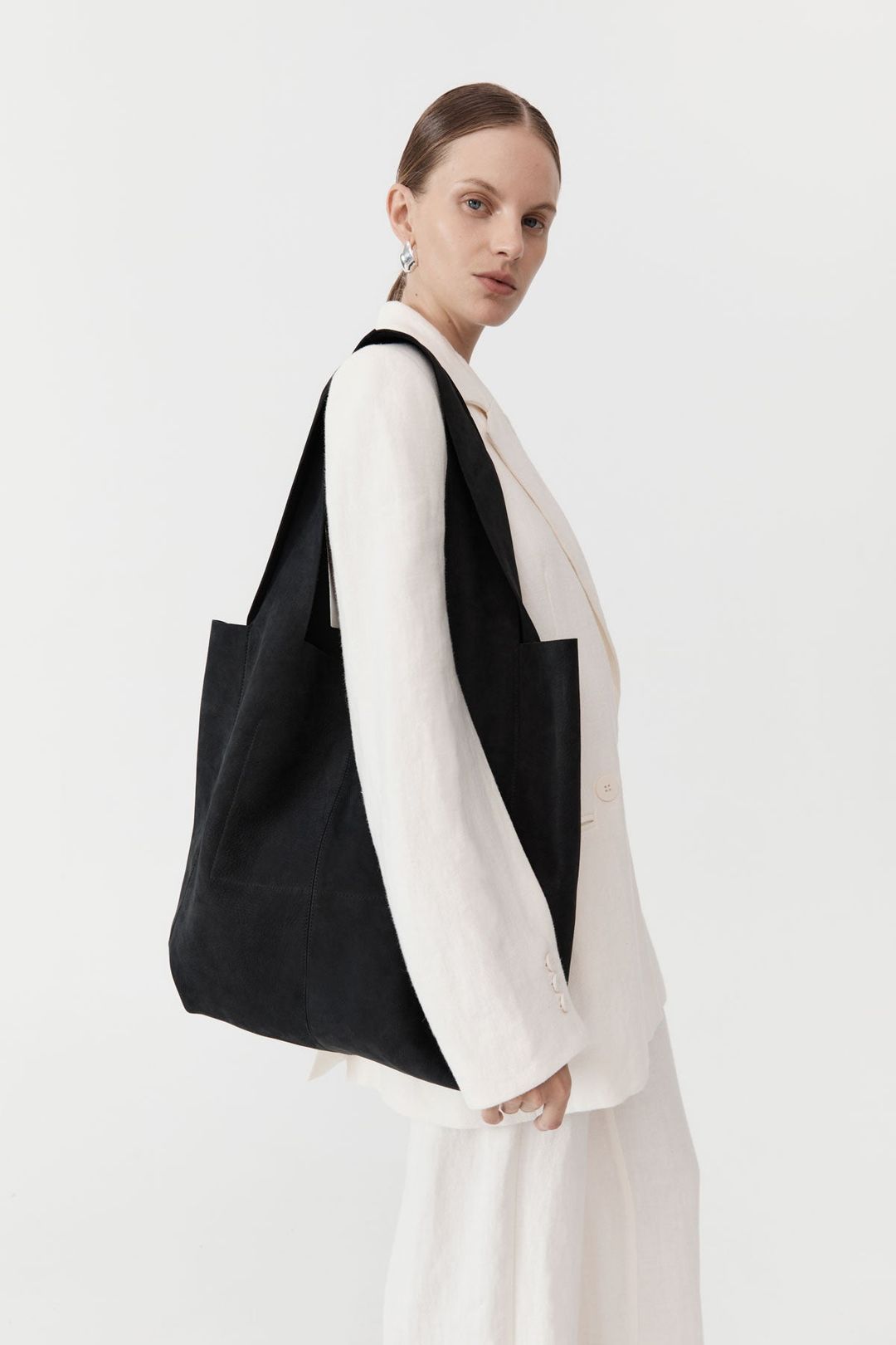 Suede Soft Tote - Black