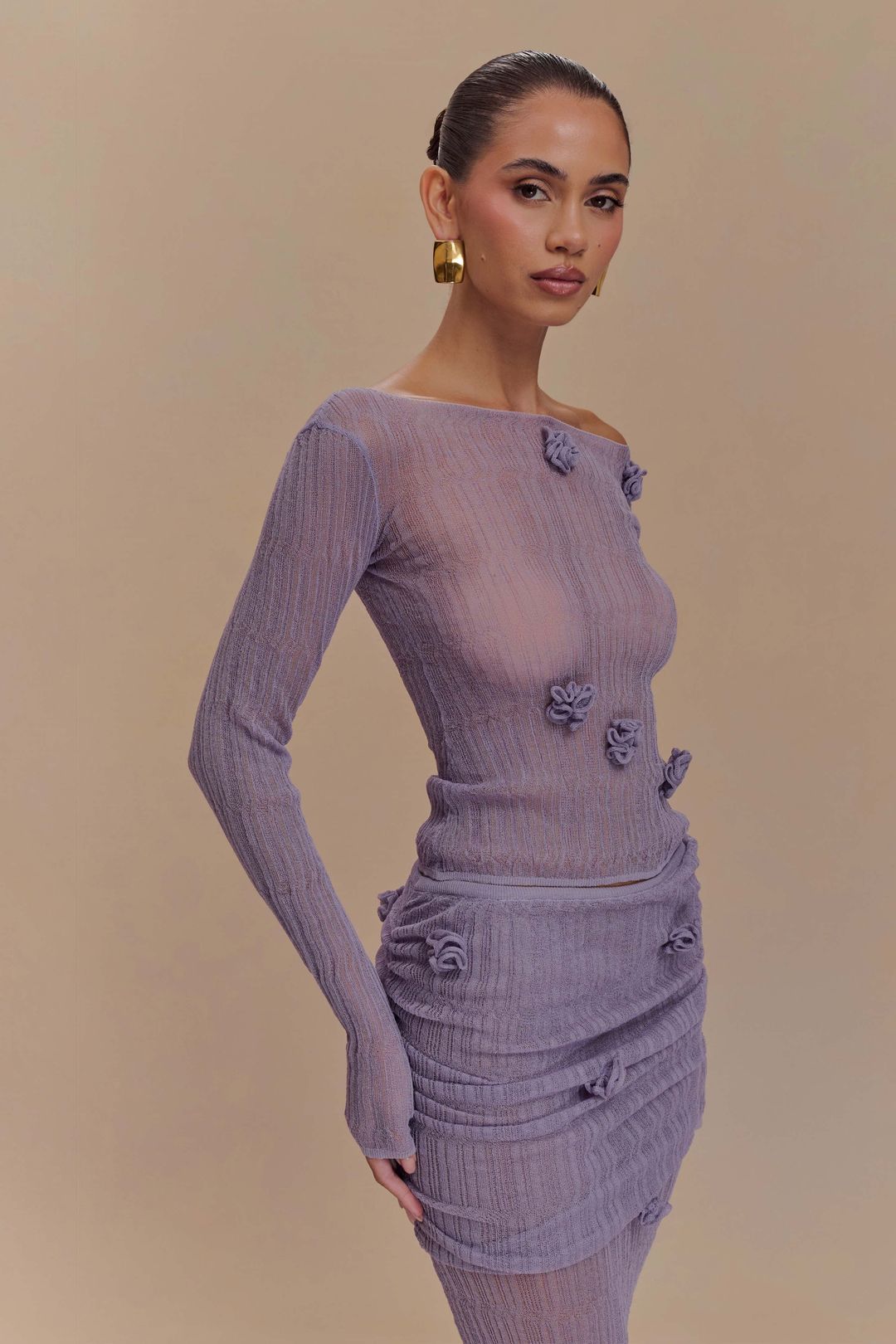 Orianna Orchid Long Sleeve Knit Top - Orchid #3