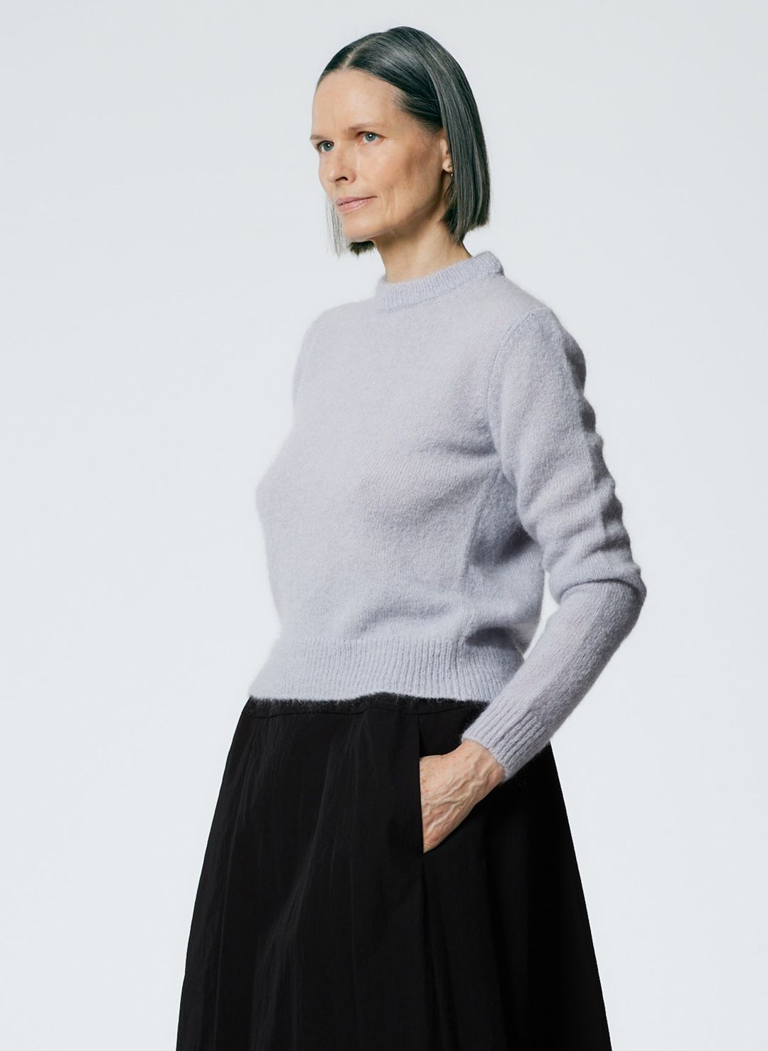 Soft Mohair Shrunken Crewneck Pullover