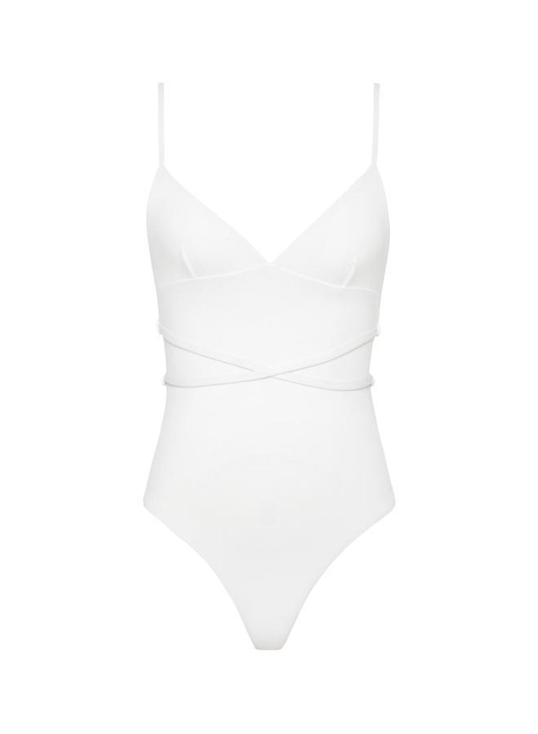 Wrap Plunge Maillot Chalk Crinkle