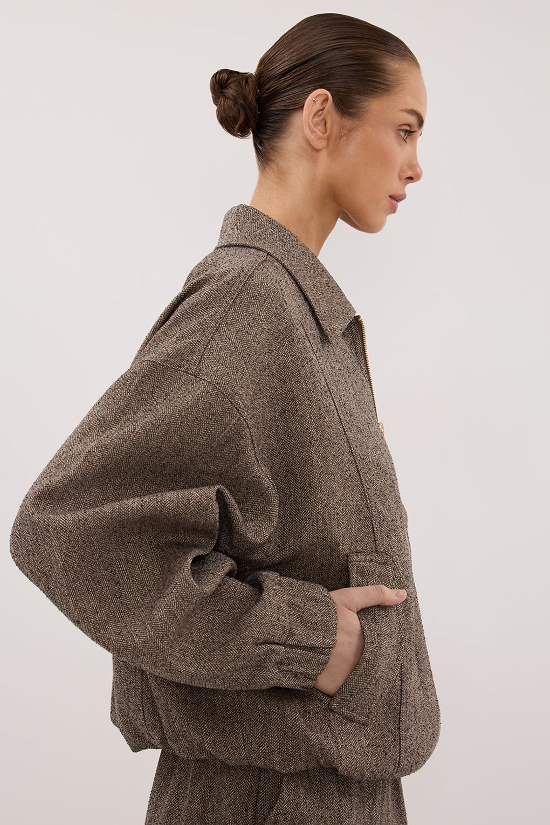 FRANKIE CHOC TWEED BOMBER JACKET #3