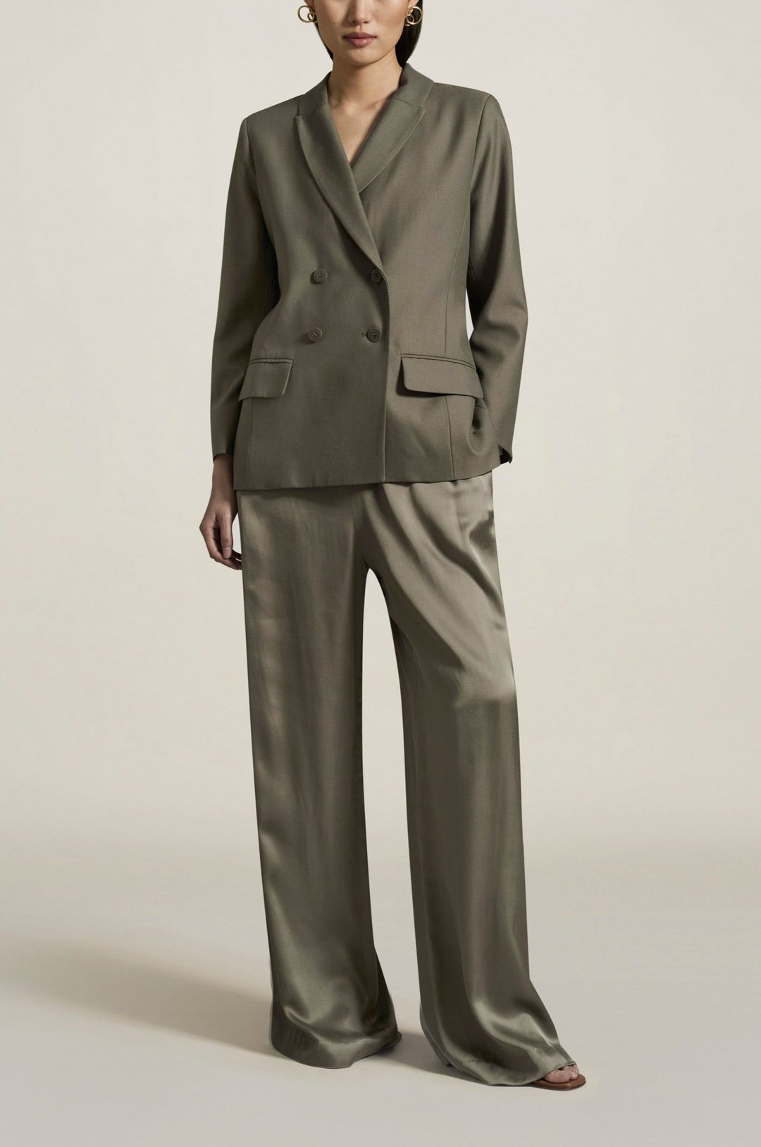 Boxy Tuxedo Blazer in Sage