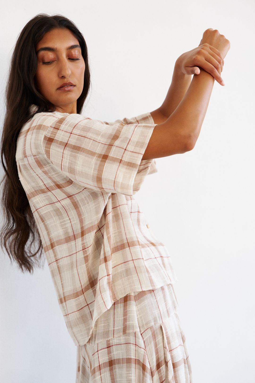 The Italian Summer Skirt in Natural Plaid #10
