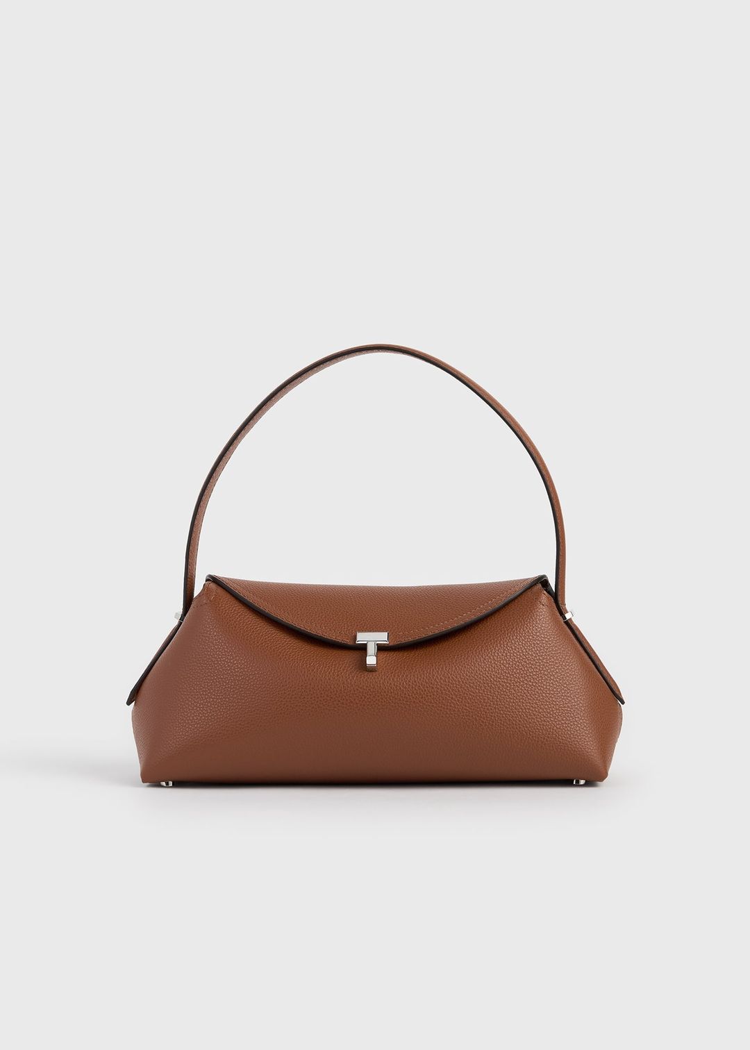 T-lock grained-leather shoulder sienna