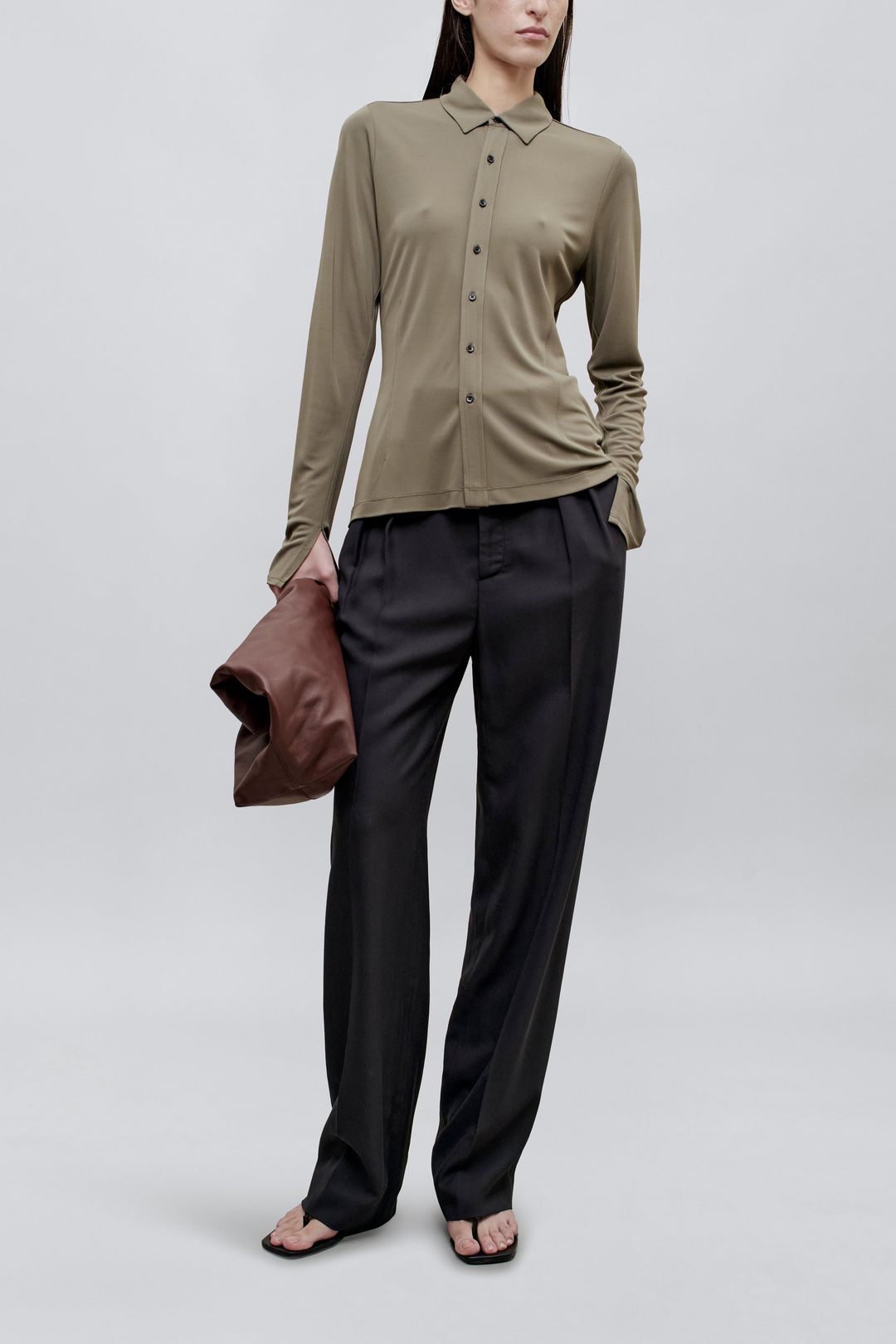 Frankie Button Down in Matte Jersey #2