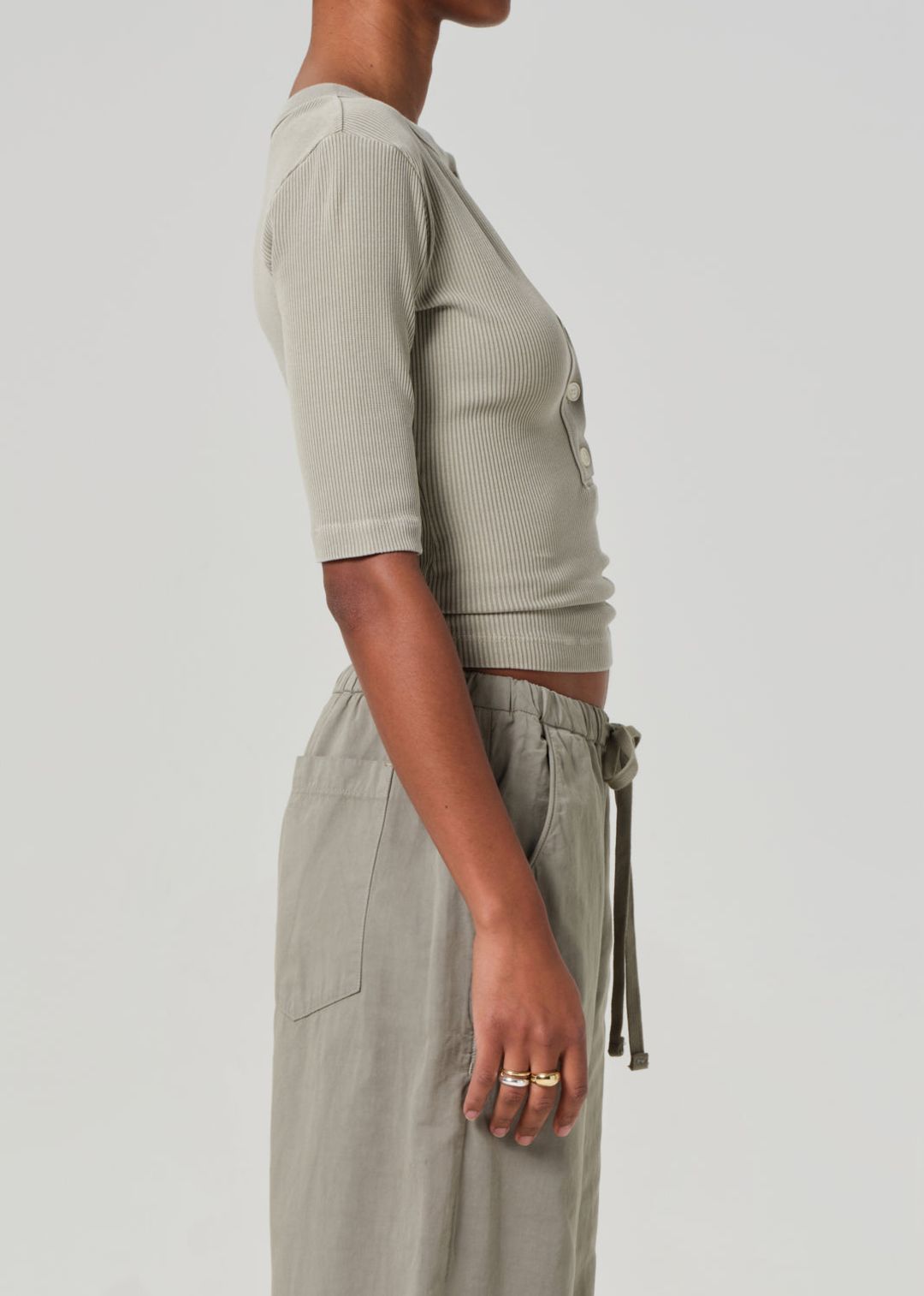 Nali Short Sleeve Henley in Flora #3