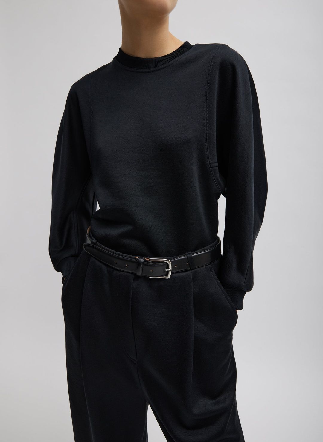 Silk Terry Sculpted Sleeve Slim Sweatshirt