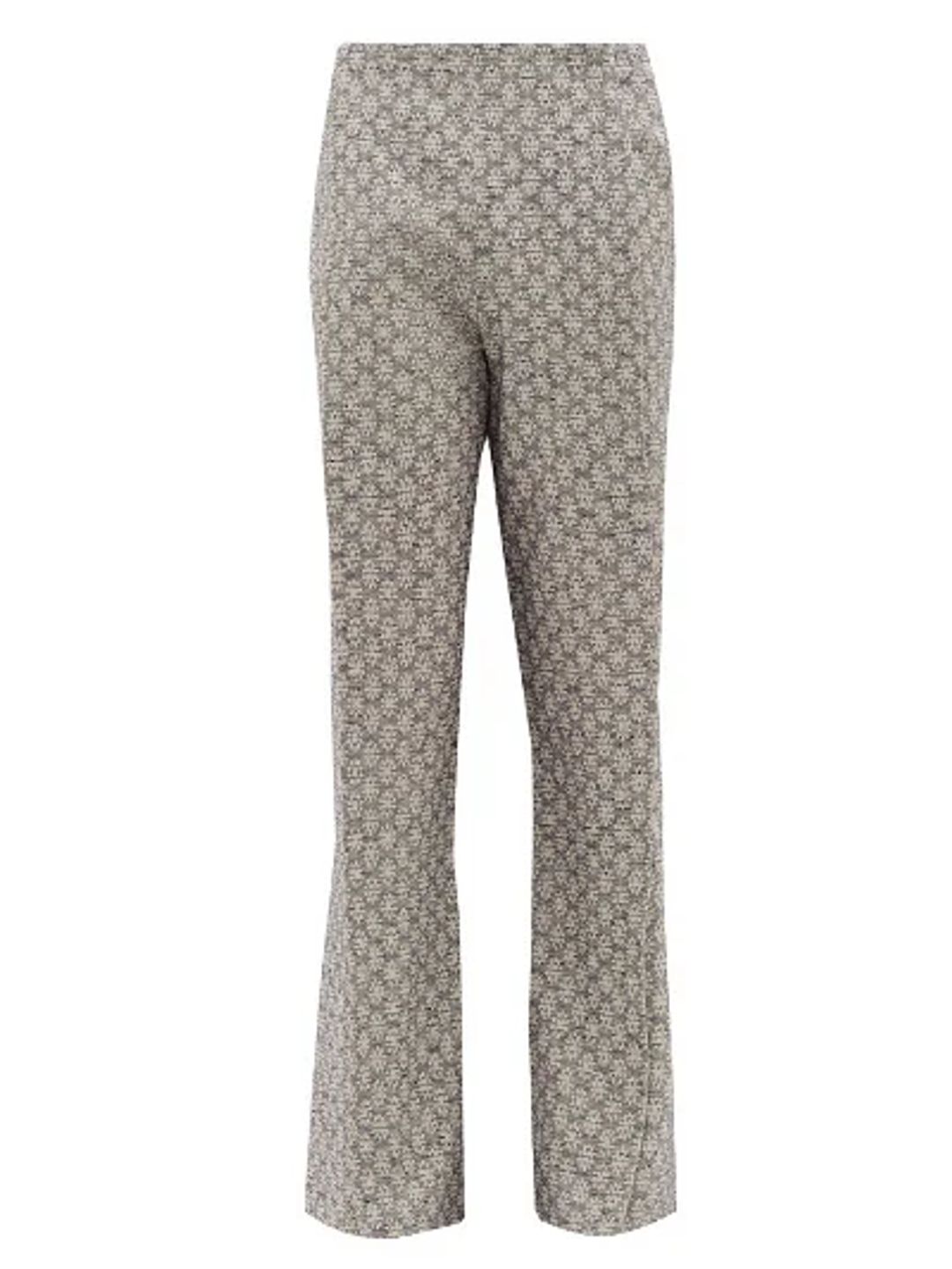 Floral-Jacquard Tweed Trousers