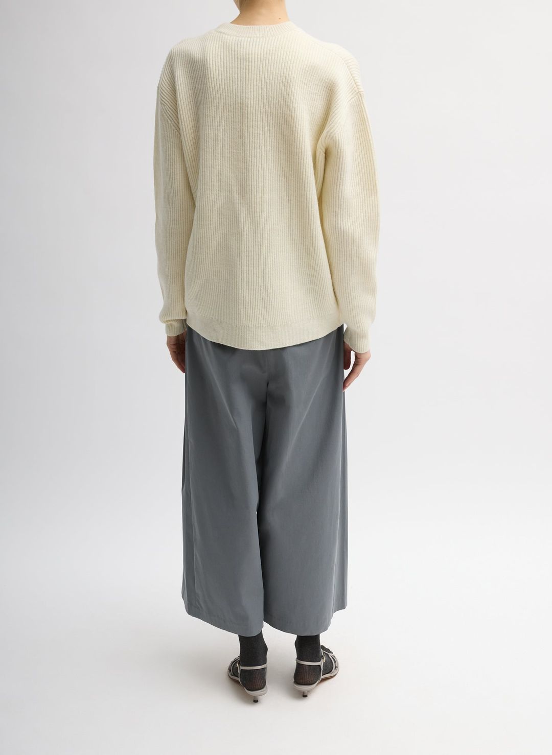 Cardigan Stitch Split Front Crewneck Easy Pullover #4