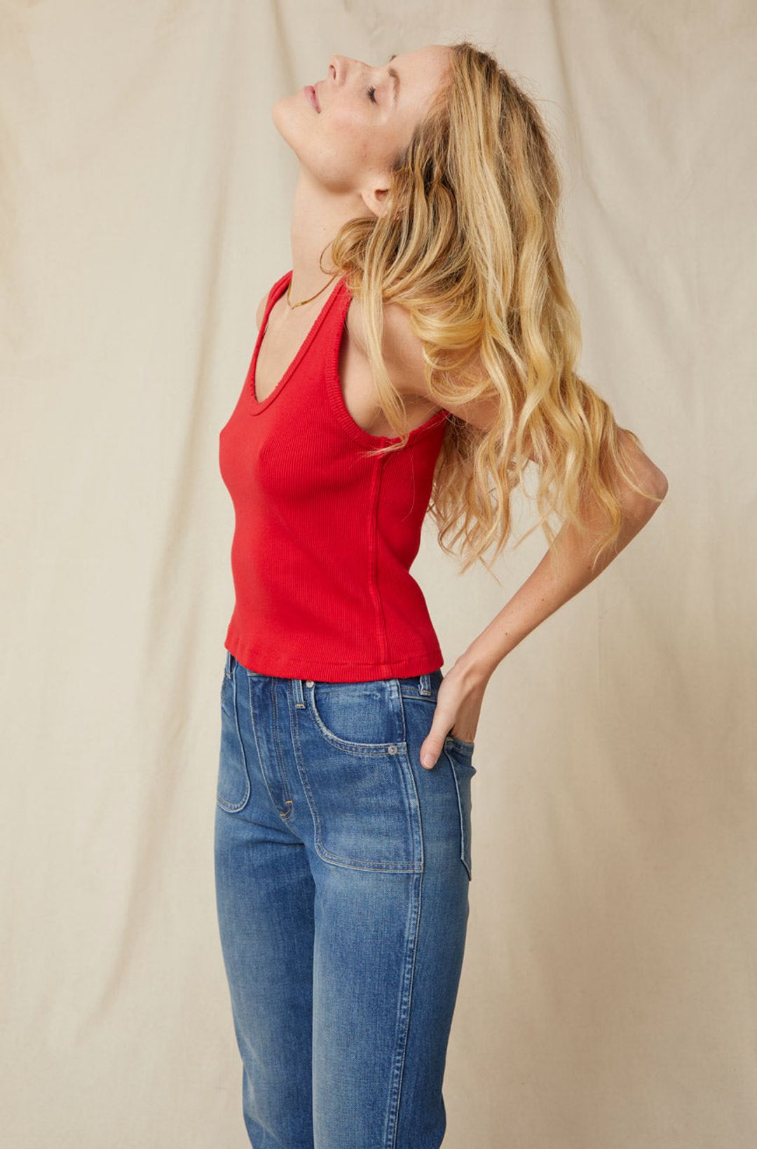 Crop Rib Tank <br> Crimson #3