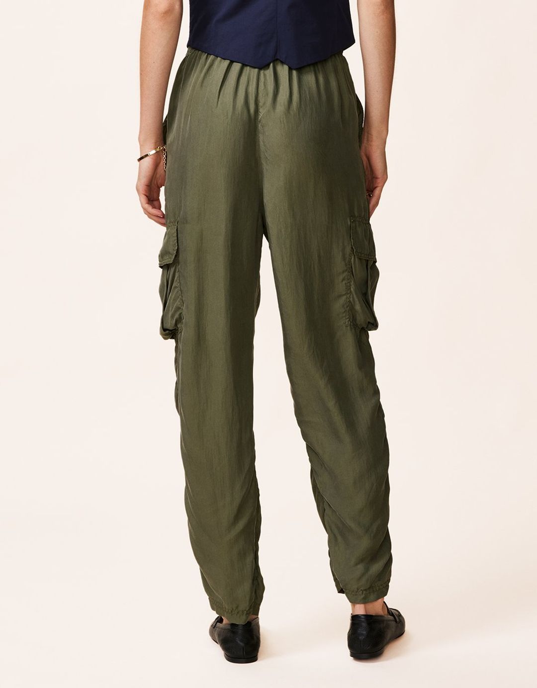Washable silk cargo pant in Olive #3