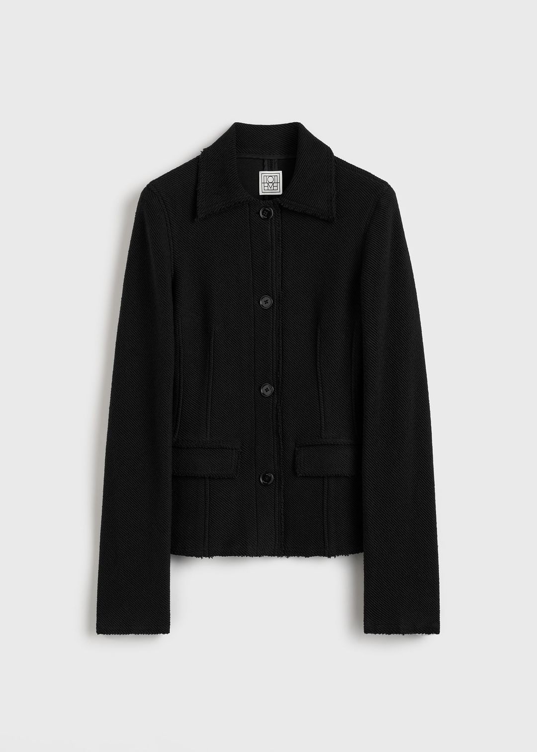 Raw hem cotton jacket black #6