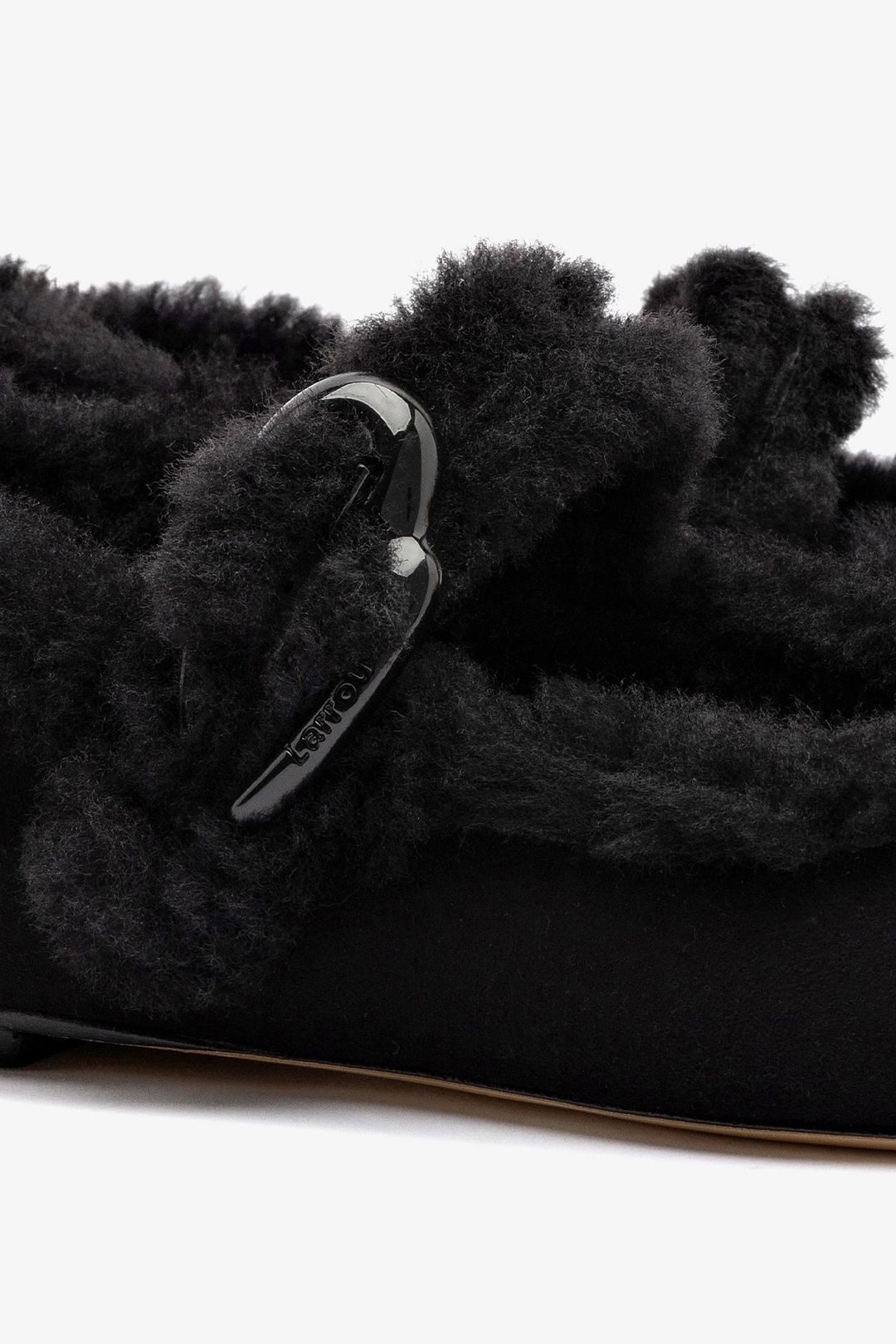 Verona Ballet Flat In Black Suede And Black Shearling #4