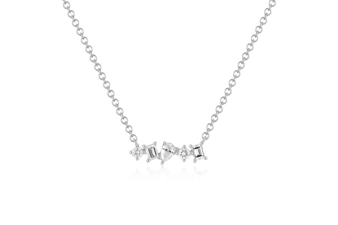 Diamond Multifaceted Mini Bar Necklace #5