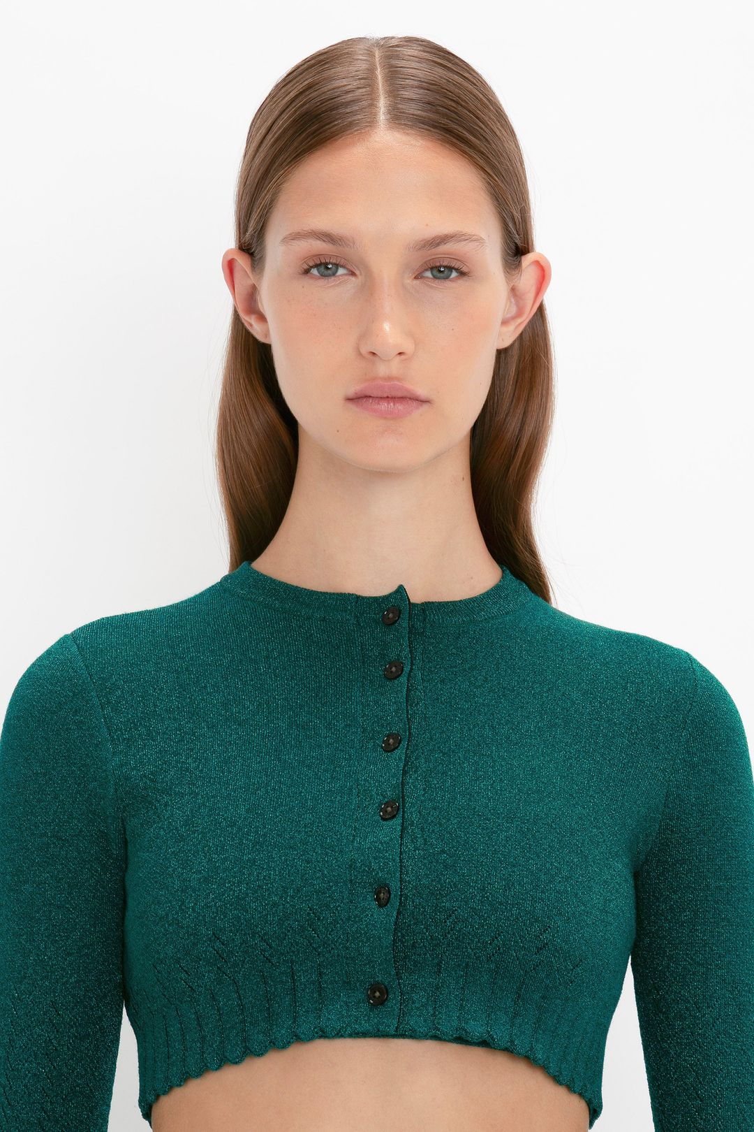 Cropped Cardi In Lurex Green #5
