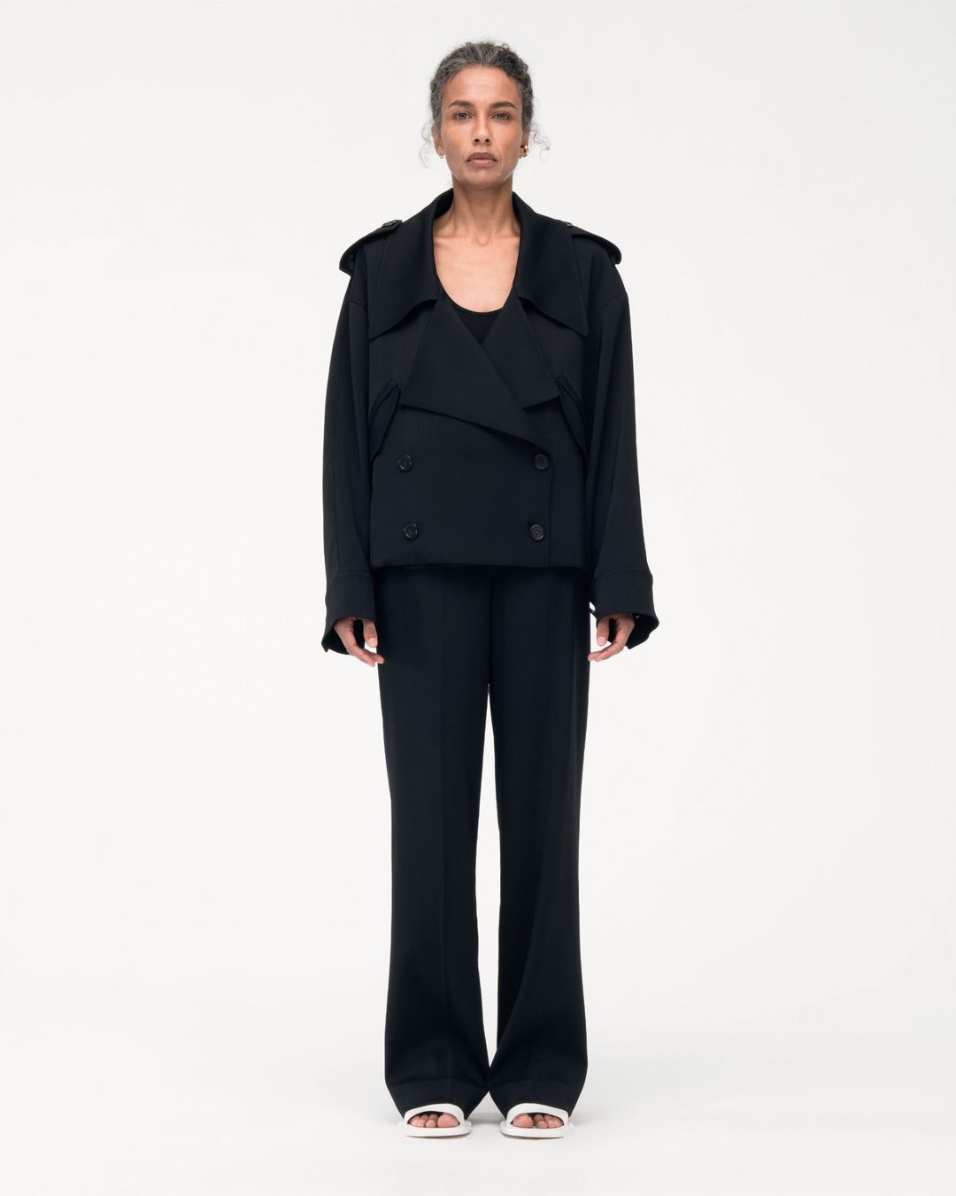 Fluid Cropped Trench | Black #4