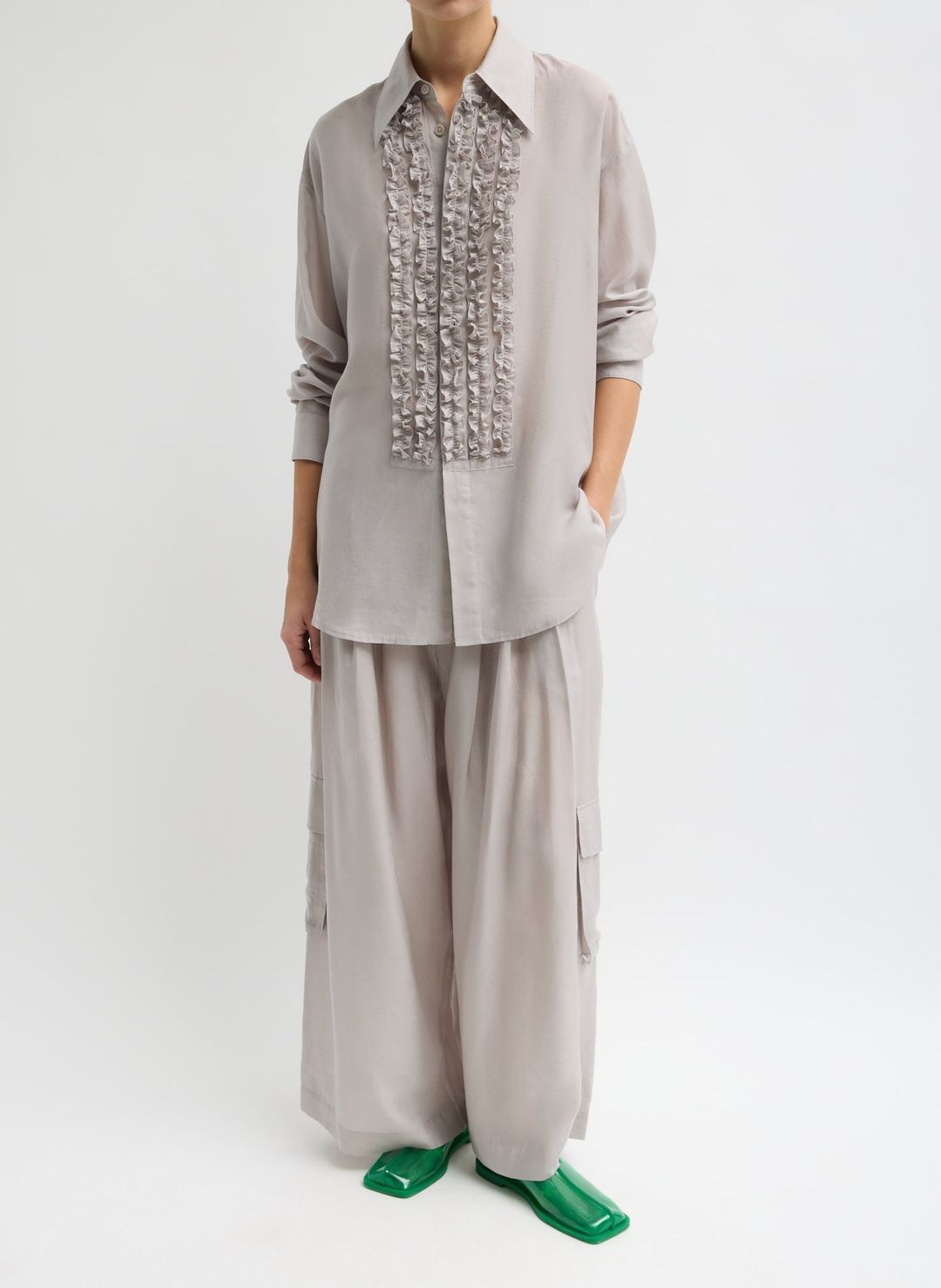 Silk Voile Cargo Triple Pleat Pant #2