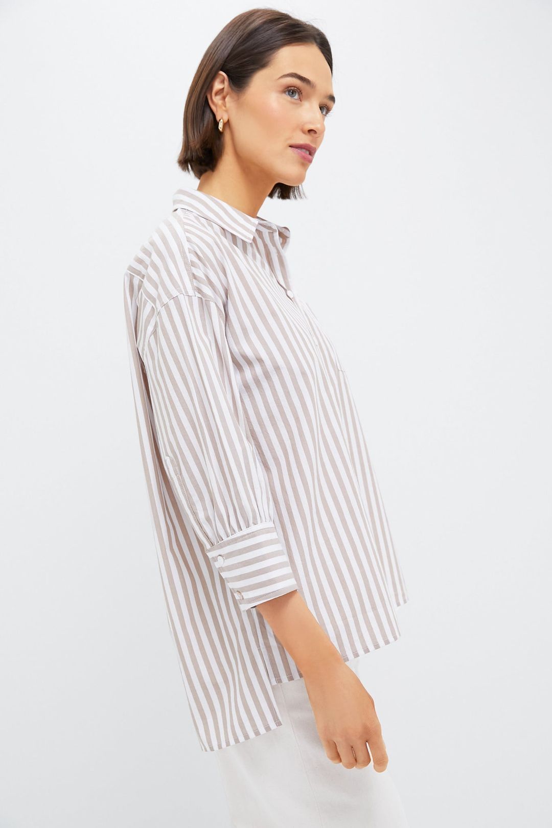 Tan Stripe Adair Boyfriend Shirt #3