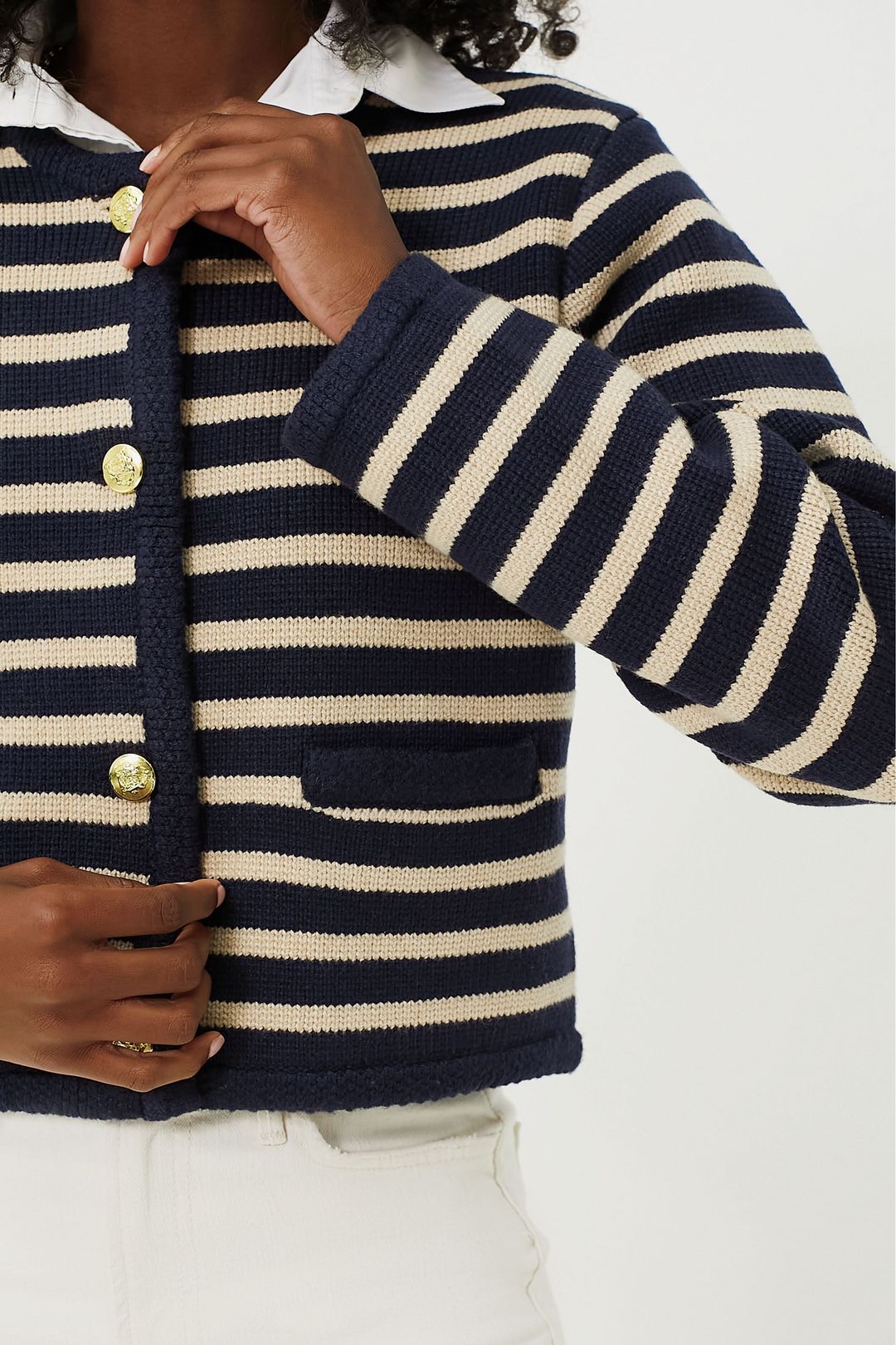 Navy & Tan Stripe Annie Structured Cardigan #5