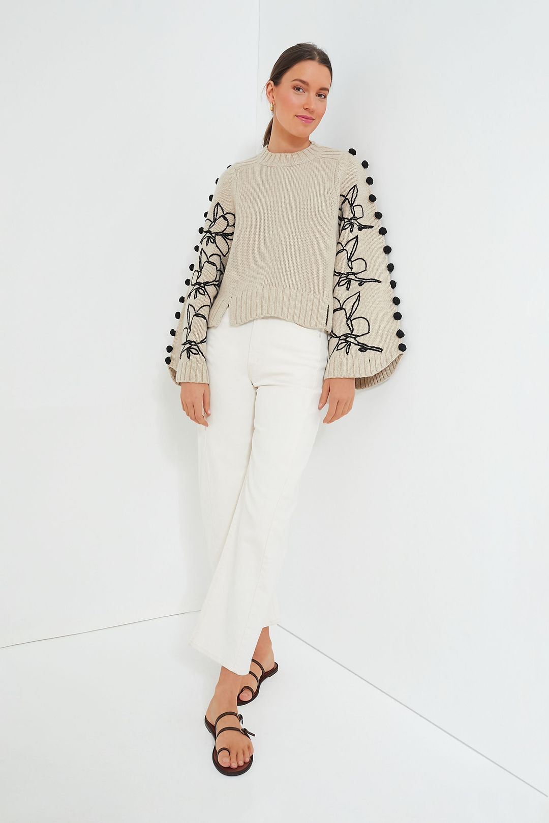 Stone Black Adele Wool Embroidered Knit #6