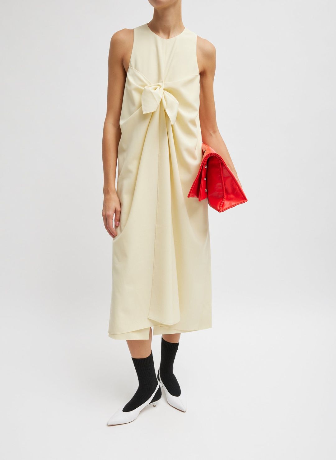 Tropical Wool Tie Front Dress