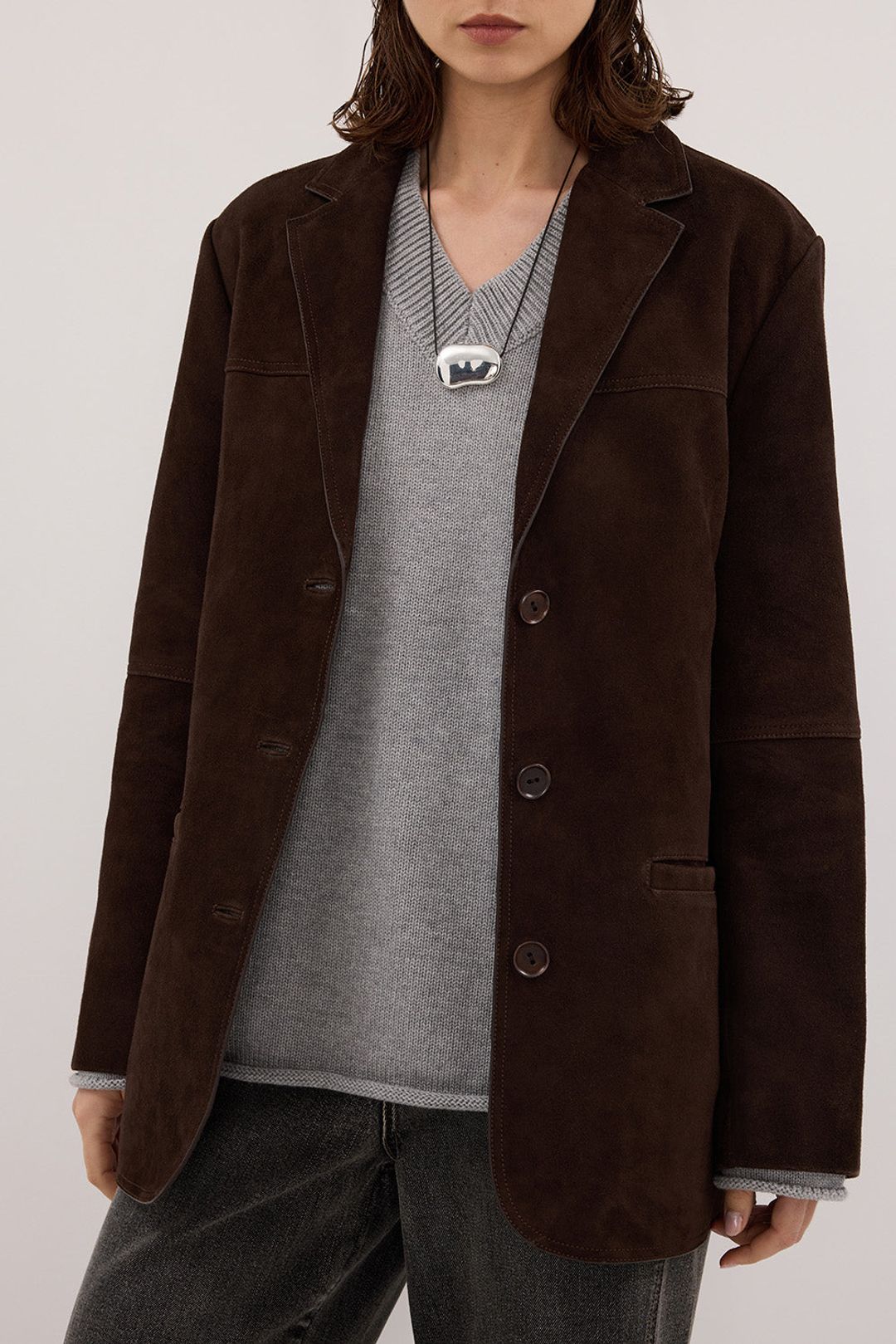 HENDRIX BITTER CHOC OVERSIZED SUEDE LEATHER JACKET #6