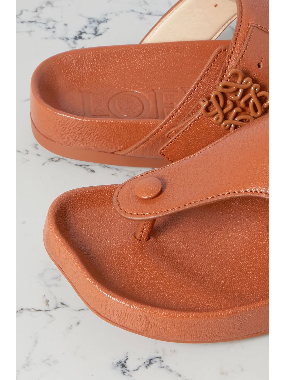 Ease embellished leather flip flops in Tan #4