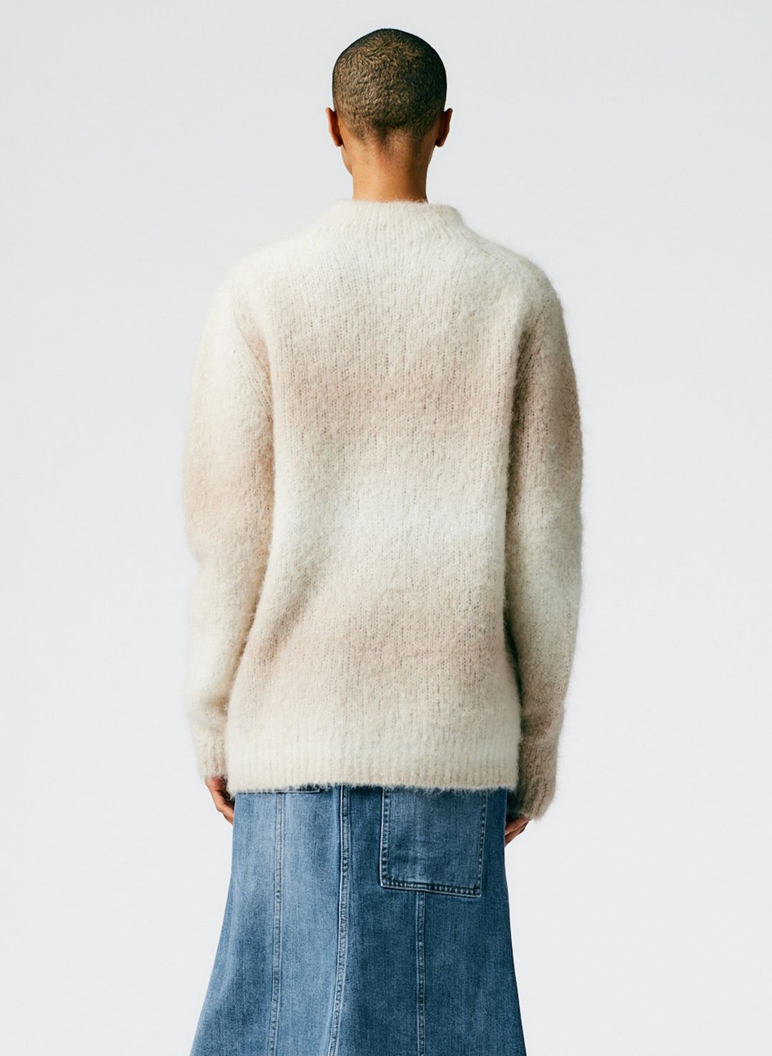 Ombre Superfine Alpaca Funnel Neck Pullover #5