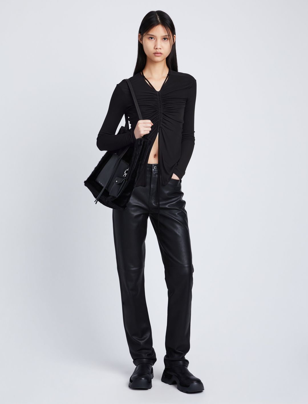 Matte Crepe Long Sleeve Top #3