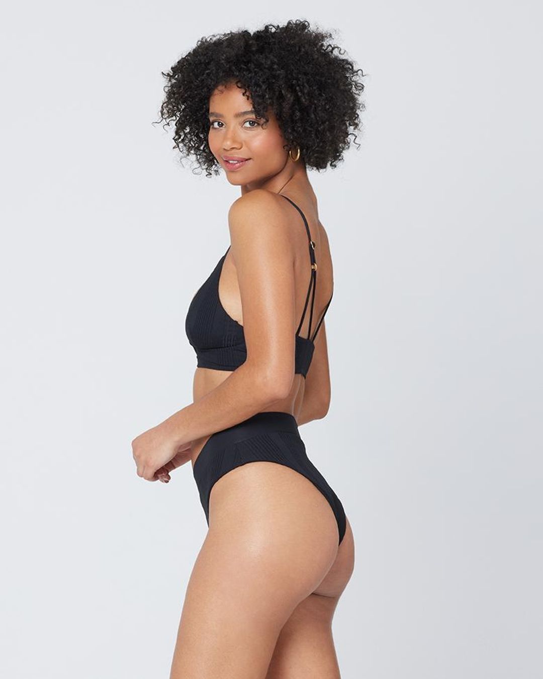 Pointelle Rib Siren Bikini Top - Black #7
