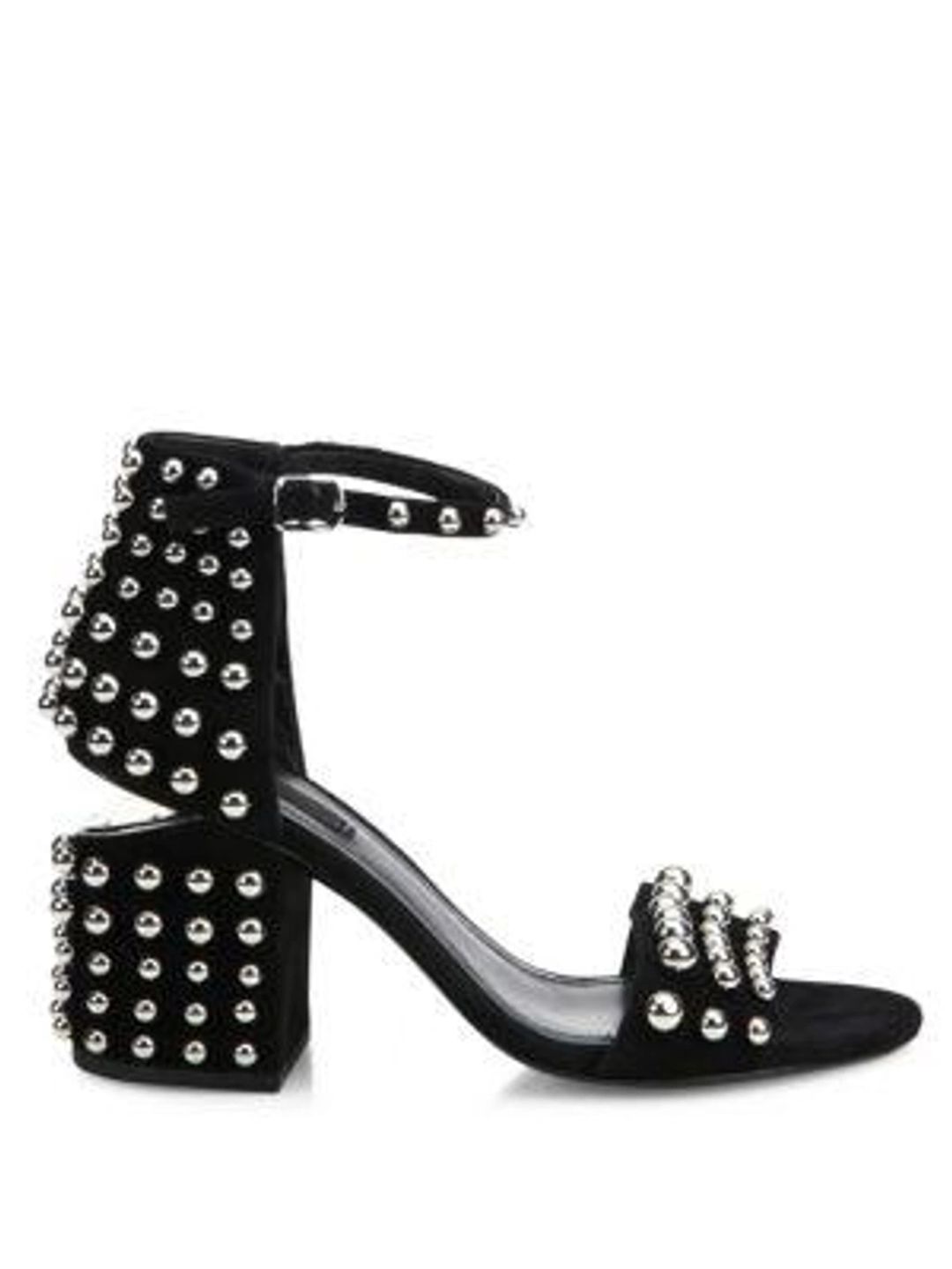 Abby Studded Tilt-heel City Sandal, Clay In Black #10
