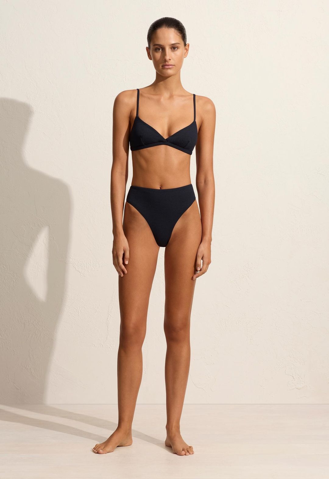 Tri Crop Top Navy Crinkle
