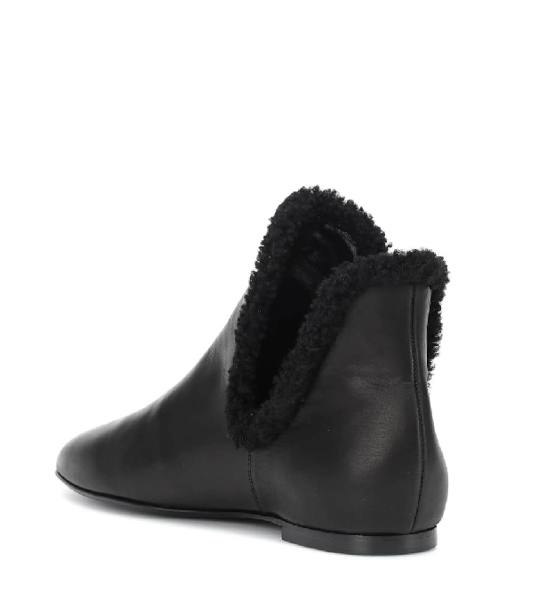 Eros Shearling-trimmed Leather Ankle Boots In Black #4