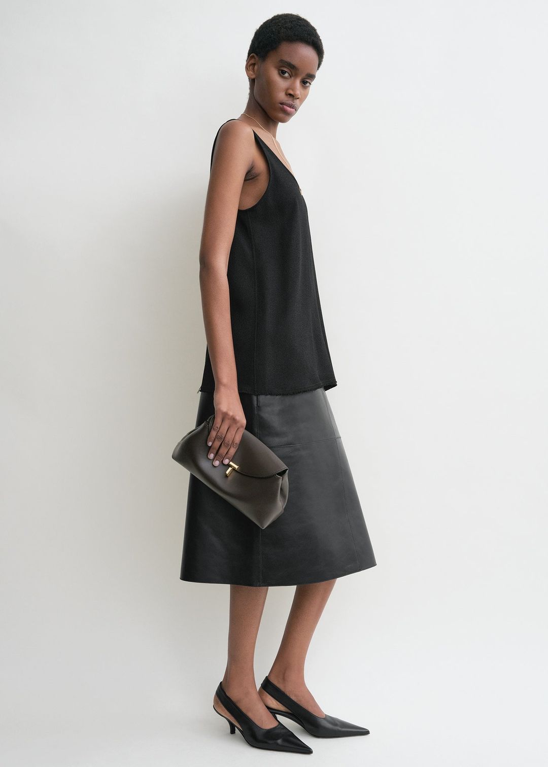 T-Lock leather clutch bark