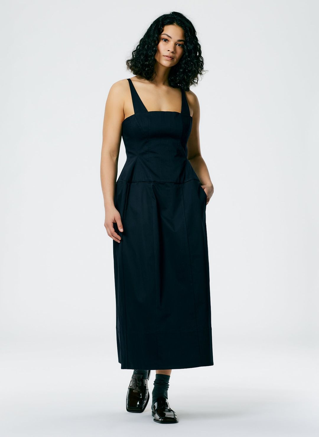 Mila Stretch Satin Corset Lantern Dress