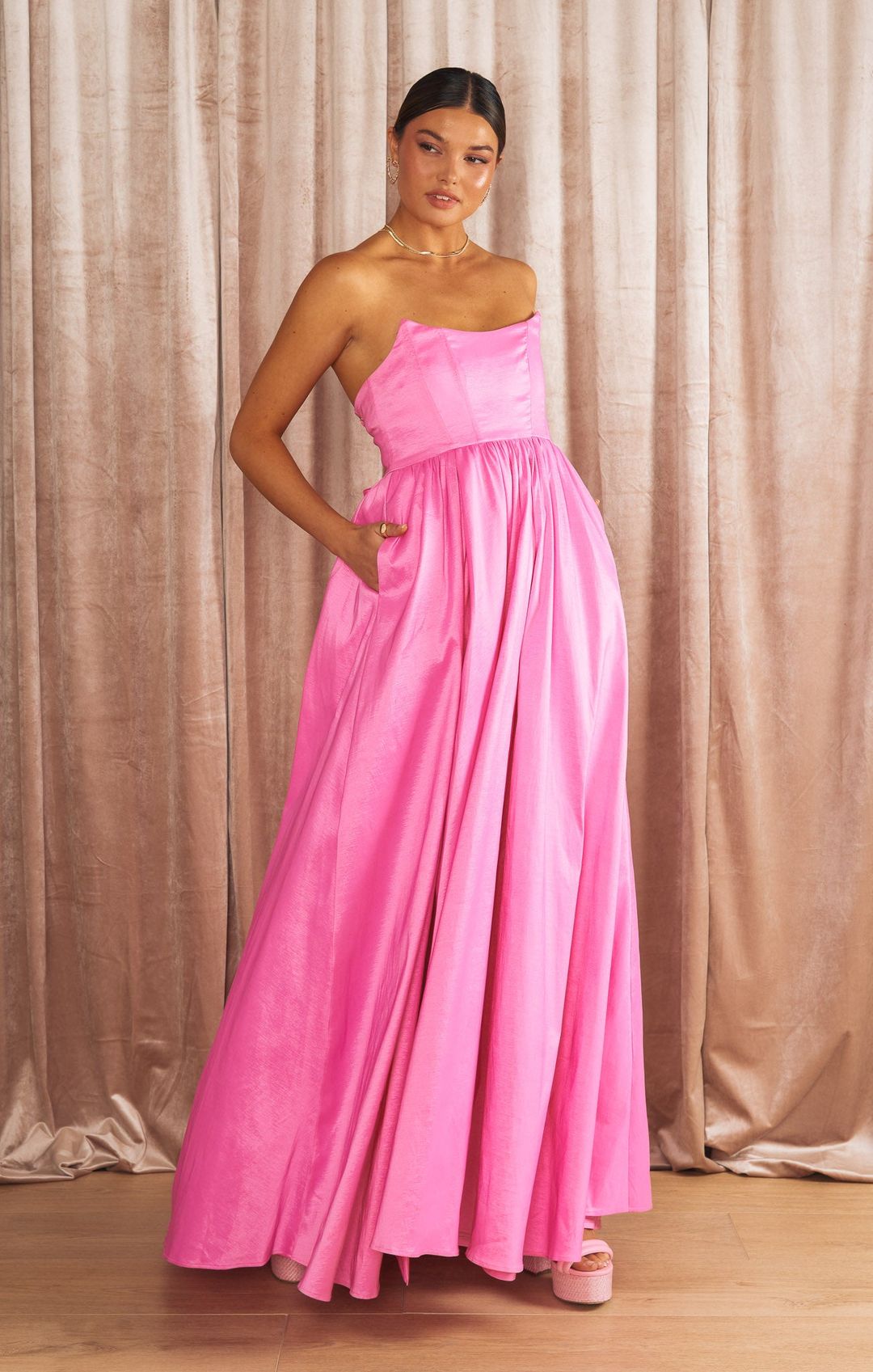 Juliet Maxi Dress ~ Pink Taffeta #8